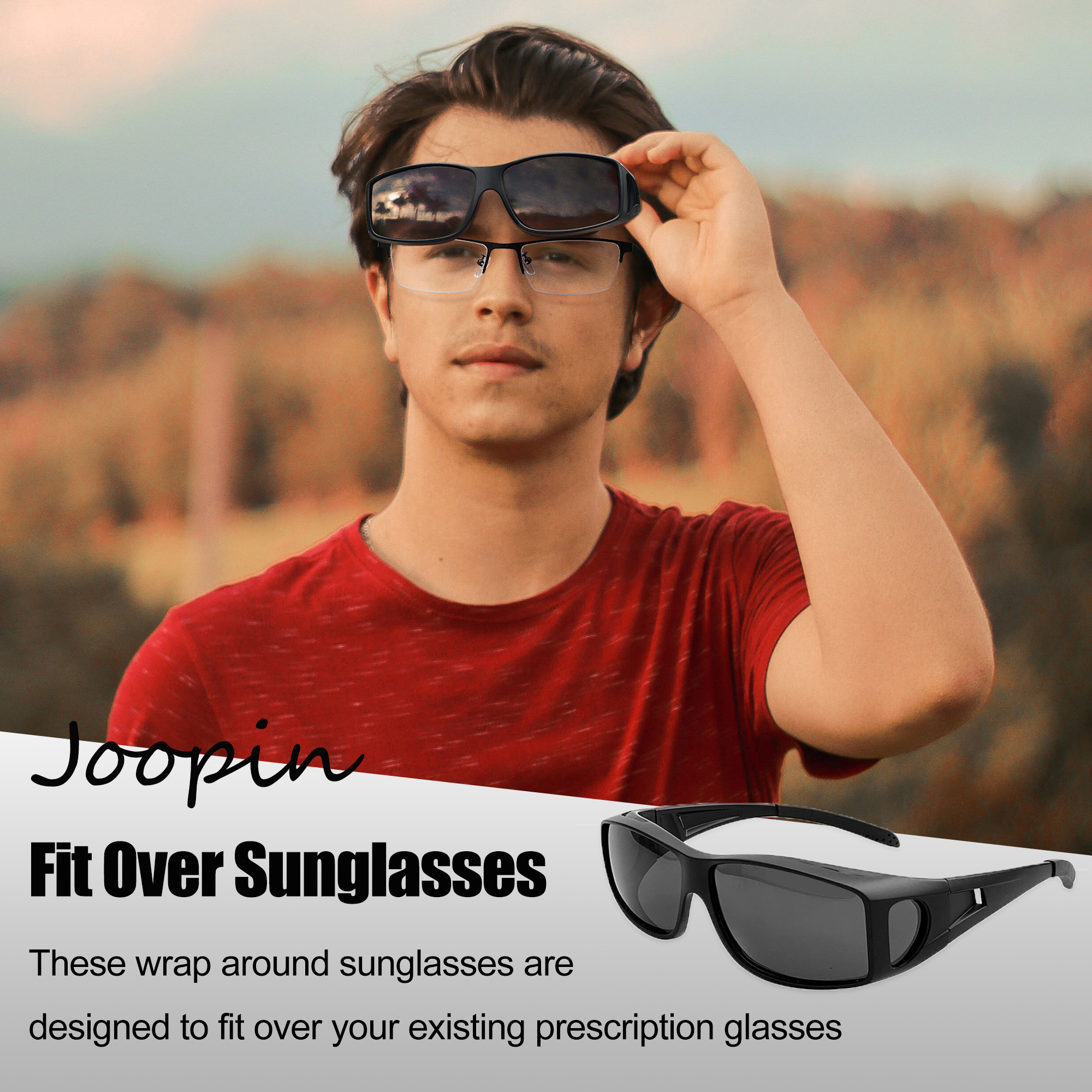 Joopin Fit Over Polarized Sunglasses, Black photo 4