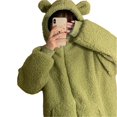 thumbnail image 5 of Womens Long Sleeve Zipper Up Cute Bear Ears Fuzzy Hoodie Jacket Oversized Faux Lamb Wool Sweatshirt Coat with Pockets apricot, 5 of 5
