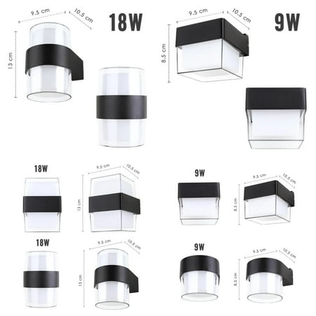 

WAGZOQN 9W 18W LED Wall Light Outdoor Waterproof Modern Nordic Style Wall Lamps Living Room Porch Garden Lamp Outdoor Street Lighting