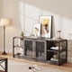thumbnail image 5 of QinaQin Mueble para TV color roble rústico de 75 pulgadas con puertas dobles de malla y repisas ajustables, ideal para sala, 5 of 9