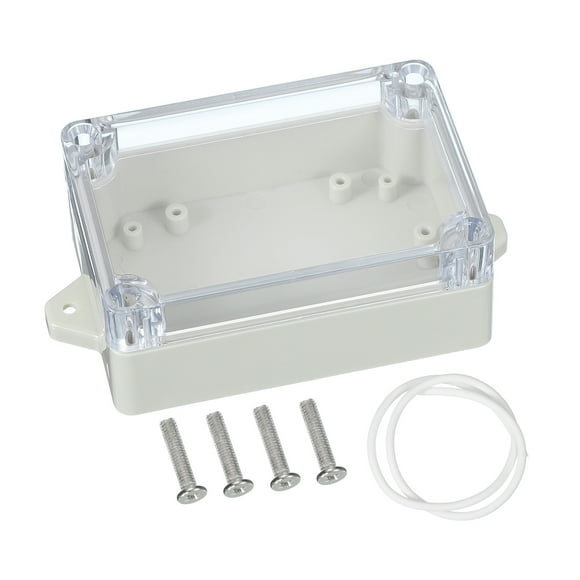 Uxcell Junction Box, Electrical Enclosure Box ABS Plastic Waterproof Outlet Plug Cover Cord Protector with Mounting Plate for Outdoor Indoor Electric Projects White/Transparent 100 x 68 x 40mm
