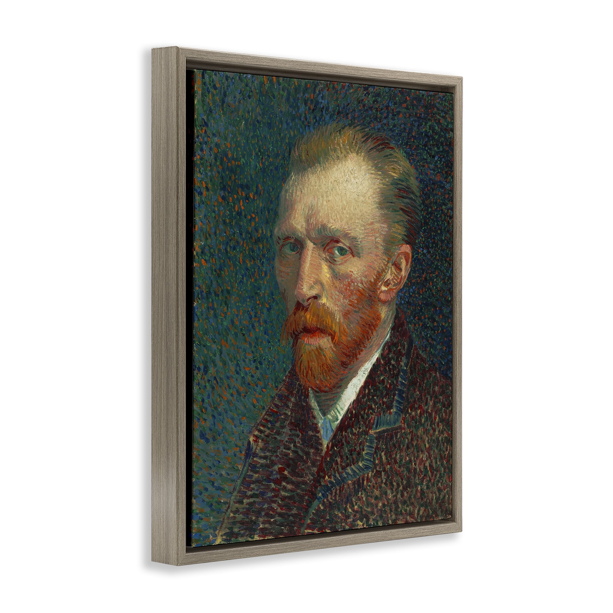 Stupell Industries Van Gogh Self Portrait People Painting Brown Floater Framed Canvas Art Print Wall Art, 25 x 31
