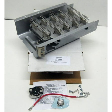 Four Heating Elements WP279838 AND 279816 Dryer Heating Element and Thermostat Combo Pack for Whirlpool Kenmore Electric Dryers ()