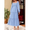 thumbnail image 4 of Vestido PRETTYGARDEN 2025 Maxi Azul Claro con Volantes y Cintura Fruncida Talle S, 4 of 7