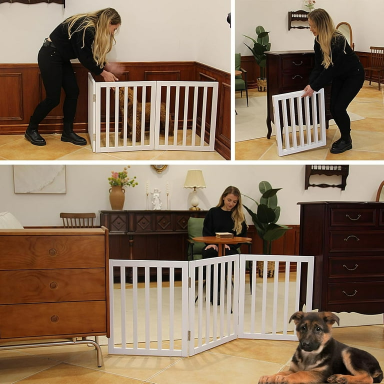 6-Panel Dog Gate Indoor - 120x24 Inch Freestanding Pet Fence For Doorways & Stairs