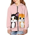 thumbnail image 3 of chaqlin Cartoon Cat Zip up Hoodies for Girls 6-7 Years Old Winter Long Sleeve Zipper Sweatshirt Casual Hooded Jacket Kids Pullover Top with Pocket, 3 of 7