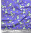thumbnail image 1 of Soimoi Silk Fabric Leaves & Owl Bird Printed Fabric 1 Yard 42 Inch Wide, 1 of 1