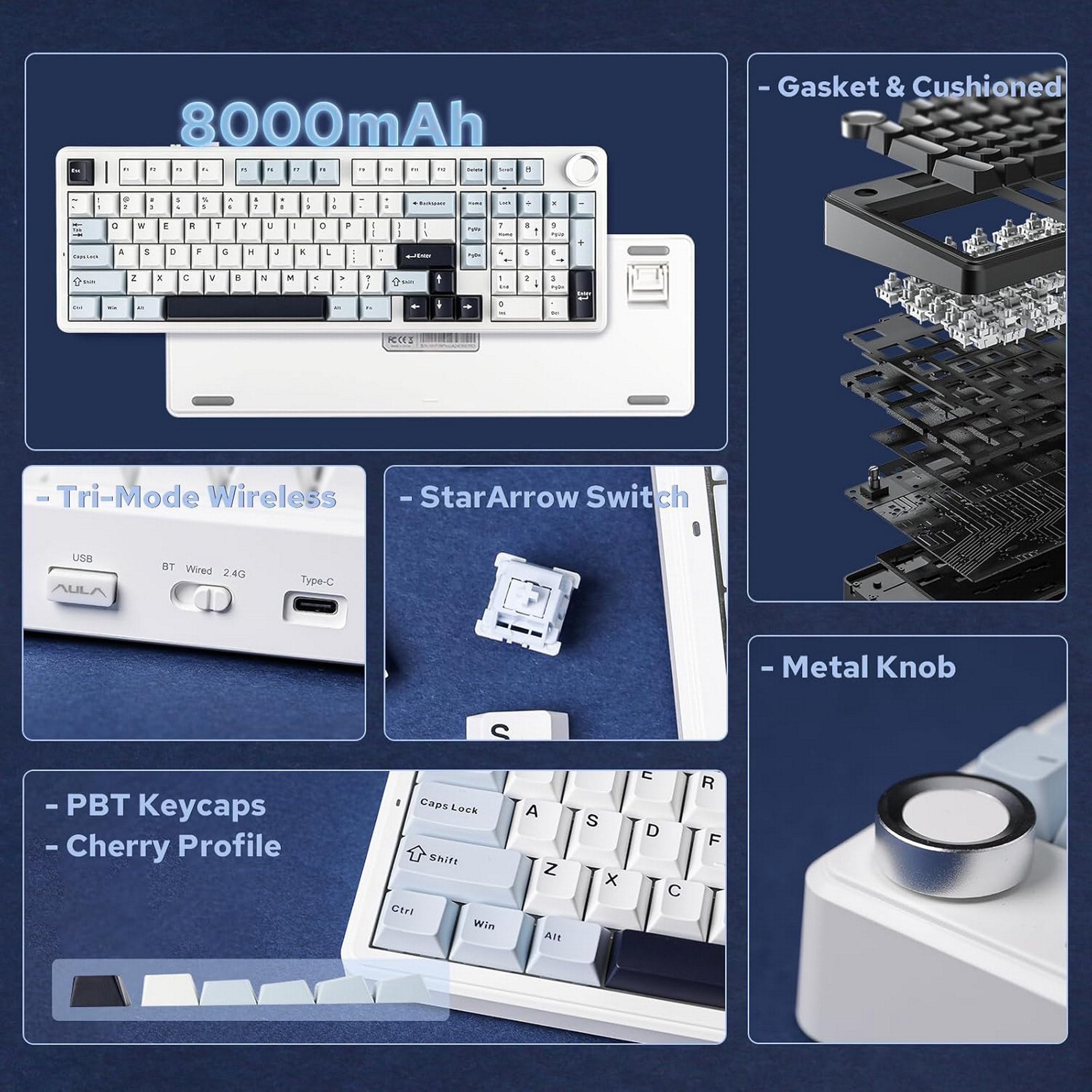 Aula F99 Pro Wireless Gaming Keyboard, 96%, Mechanical photo 6
