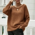 thumbnail image 2 of IROINNID Deals Pullover Sweater for Women Autumn/Winter Off Shoulder Round Neck Pullover Knitted Loose Sweater,Brown, 2 of 7