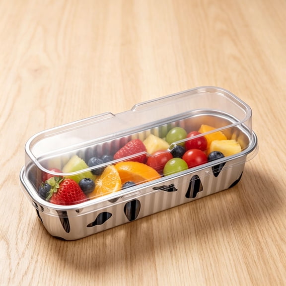 Disposable Aluminum Foil Trays Rectangular Food Containers with Lids for Baking Grilling Meal Prep Heavy Duty Heat Resistant Pack of 10 Black