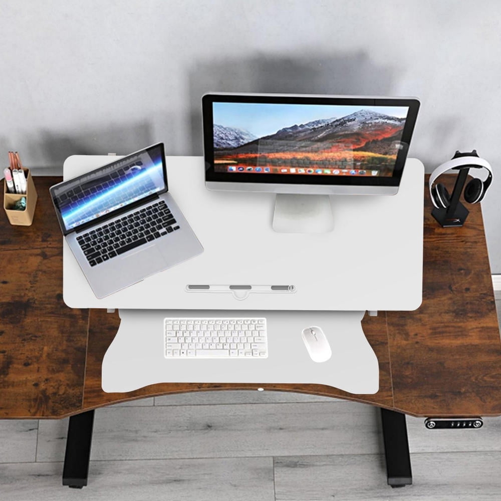 37" Standing Desk Converter Height Adjustable Sit to Stand Up Riser, Monitor and Laptop Workstation with Wide Keyboard Tray