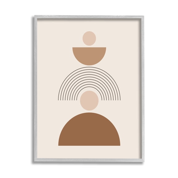 Stupell Industries Stacked Boho Shapes Abstract Painting Gray Framed Art Print Wall Art, 11 x 14