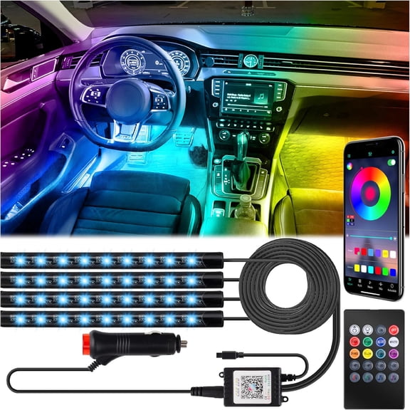 Car Interior Lights, 48LED Lights Strip with Cigarette Lighter Adapter