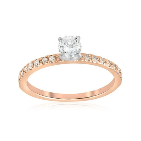 - 1/2ct Diamond Engagement Ring 14K Rose Gold Round Brilliant Solitaire Jewelry