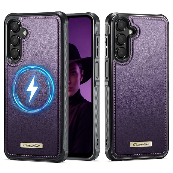 Dteck Magnetic Case for Samsung Galaxy A57 5G,Shockproof Leather TPU Case Compatible with Mag Safe Back Cover,Purple