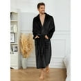thumbnail image 3 of U2SKIIN Mens Fleece Robe, Soft Warm Long Plush Shawl Collar Fleece Bathrobe,(Black,S-M), 3 of 5