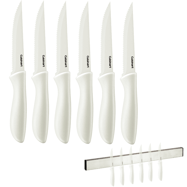 Cuisinart Advantage 6pc Serrated Steak Knife Set, White Bundle with