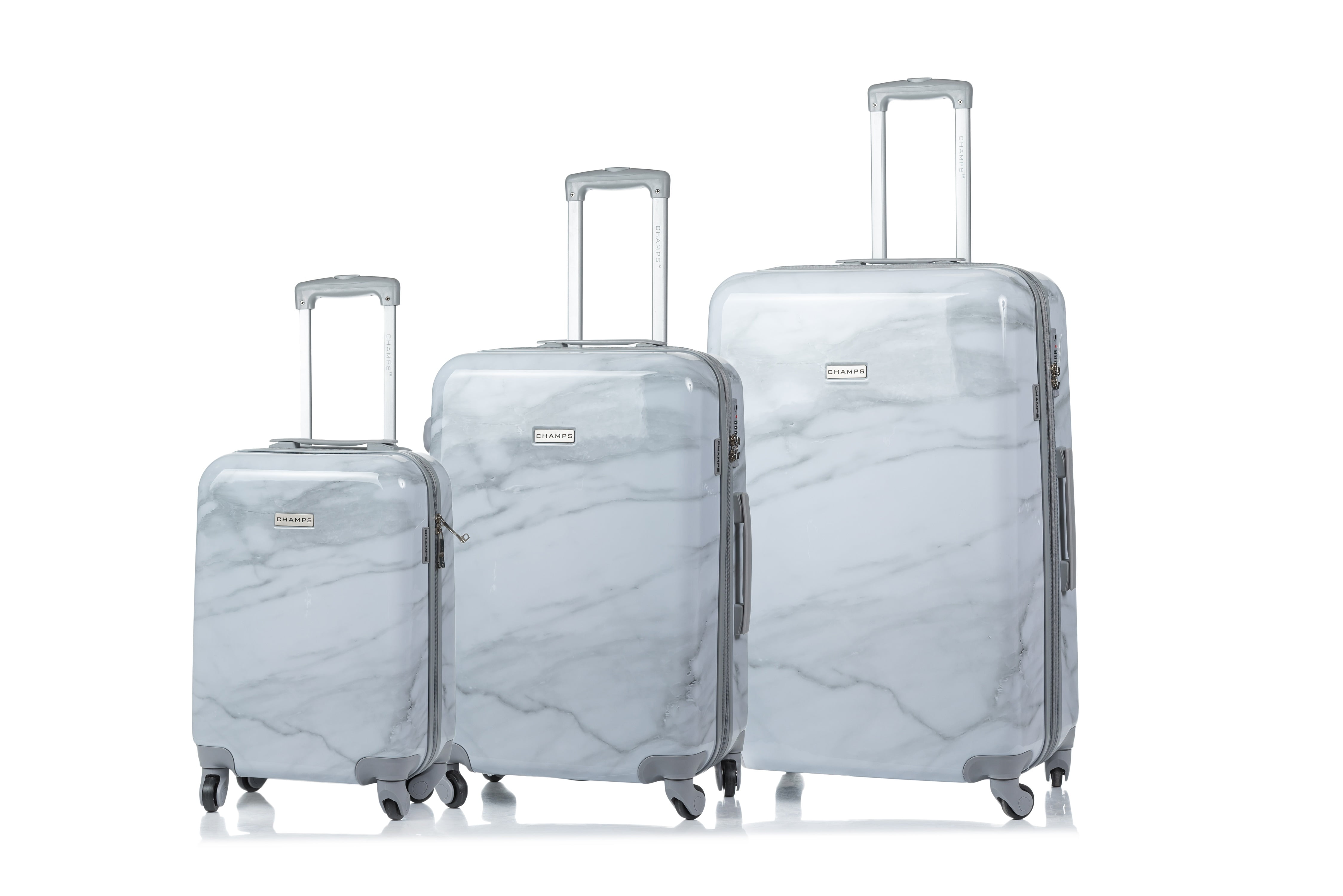 white marble luggage set