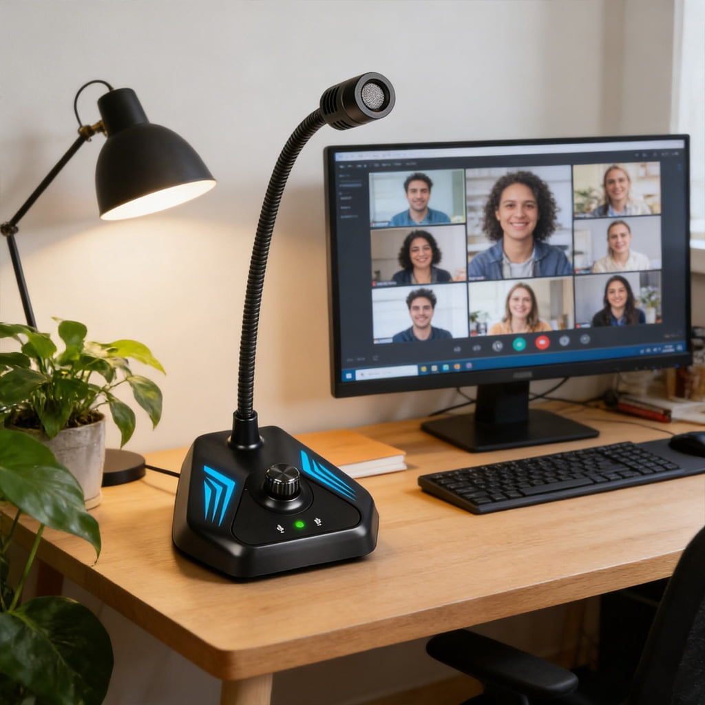 USB Condenser Microphone Durability Featuring Color Lighting for Clear Auditory in Long Gaming and Meetings