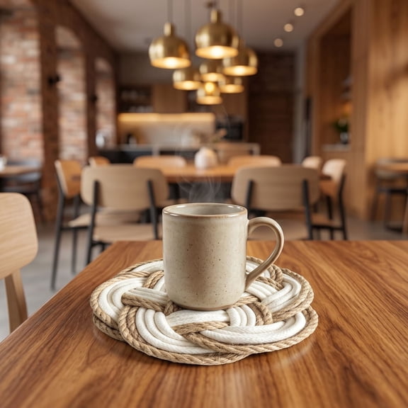 Round Cotton Linen Insulation Mat 6.3 In Heat Resistant Table Placemat