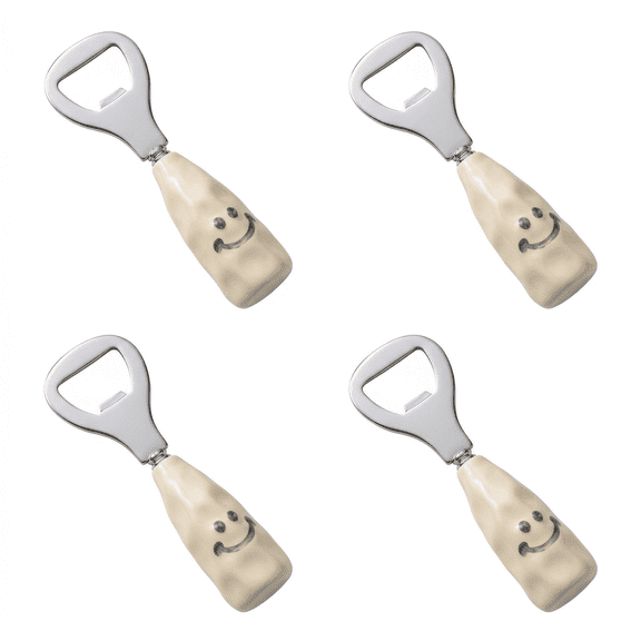 ROSEXIXI Bottle Opener 4pcs Funny Beverage Lid Remover Creative Standable Beer Opener Manual Thickened Stainless Steel Cap Lifter for Home Kitchen Bar Party Bartenders and Travel Camping