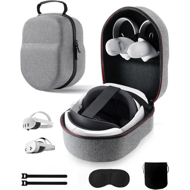 VORI Case for Meta Quest 3/3S/2 & Vision Pro/Pico 4, Elite Strap & Battery Head Strap, with Lens Protector, Portable Hard Carrying Case