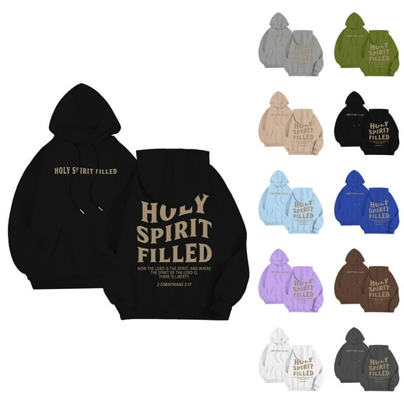 Christian Hoodies for Men 2025 Holy Spirit Filled Hoodie Hooded Sweatshirt with Pockets Pullover Hoody Mens Hoodies