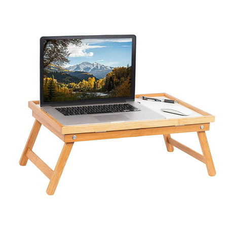 Zimtown Wood Breakfast Bed Tray Lap Desk Serving Table Foldable Legs Bamboo Food (Best Lap Desk For Bed)