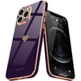 thumbnail image 1 of LAICAIW Compatible with iPhone 12 Pro Case for Girl Women Cute Love-Heart Luxury Plating Soft Back Cover Raised Camera Protection Bumper Silicone Shockproof Phone Case for iPhone 12 Pro, Dark Purple, 1 of 7