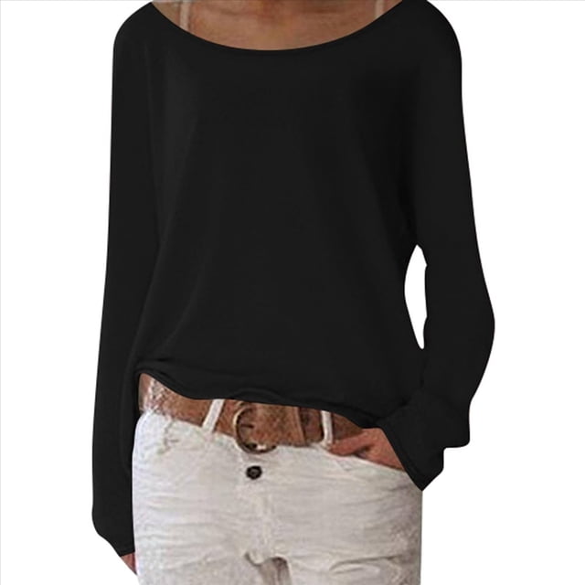 Blusa de Larga con Cuello y Hombros Descubiertos para Mujer Negro S