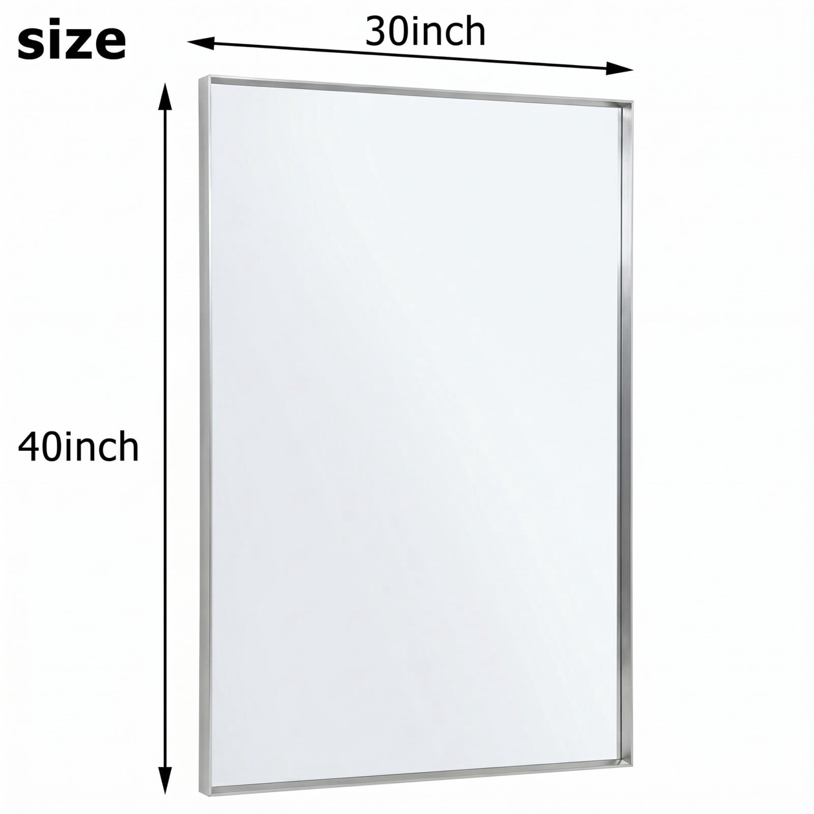 Gleamira 30"x40" Rectangular Bathroom Mirror Wall Vanity Mirror with Deep Frame, Silver