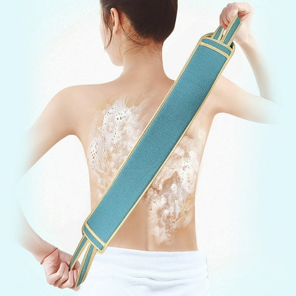Birdeem Exfoliating Back Scrubber with Handles, 23 Inch Double-Sided Back Exfoliator Body Scrub Towel, Exfoliating Washcloth Bath Tool for Use in Shower, Back Washer To Deep Clean Your Skin- Blue