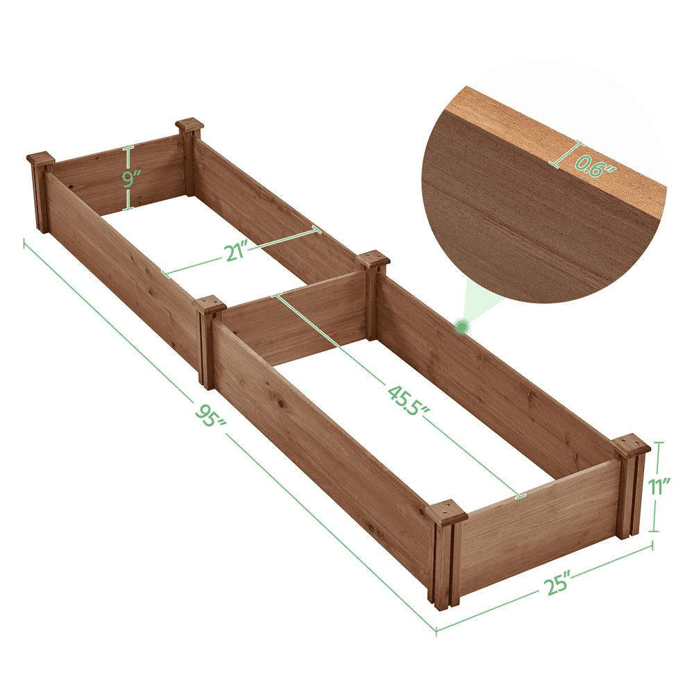 Renwick Wooden Raised Garden Bed Divisible Planter Box,Dark Brown
