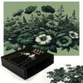 thumbnail image 2 of Ambesonne Dark Green Jigsaw Puzzle, Wildflowers and Leaves, Heirloom-Quality Fun Activity for Family Durable Cardboard, 1000 pcs, Emerald, 2 of 5