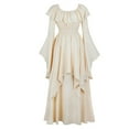 thumbnail image 4 of BLVB Womens Medieval Dress Retro Gown Ruffle Long Sleeve Off Shoulder Dress Renaissance Costumes Maxi Dress, 4 of 7