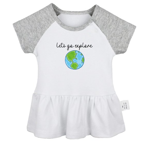 Let's Go Explore Funny Dresses For Baby, Newborn Babies Skirts, Infant Princess Dress, 0-24M Kids Graphic Clothes (Gray Raglan Dresses, 6-12 Months)