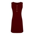 thumbnail image 4 of Vestido de cuello redondo con botones en la parte superior del tanque de color sólido sexy informal de verano a la moda para mujer Pompotops  ghjkhdj6343, 4 of 5