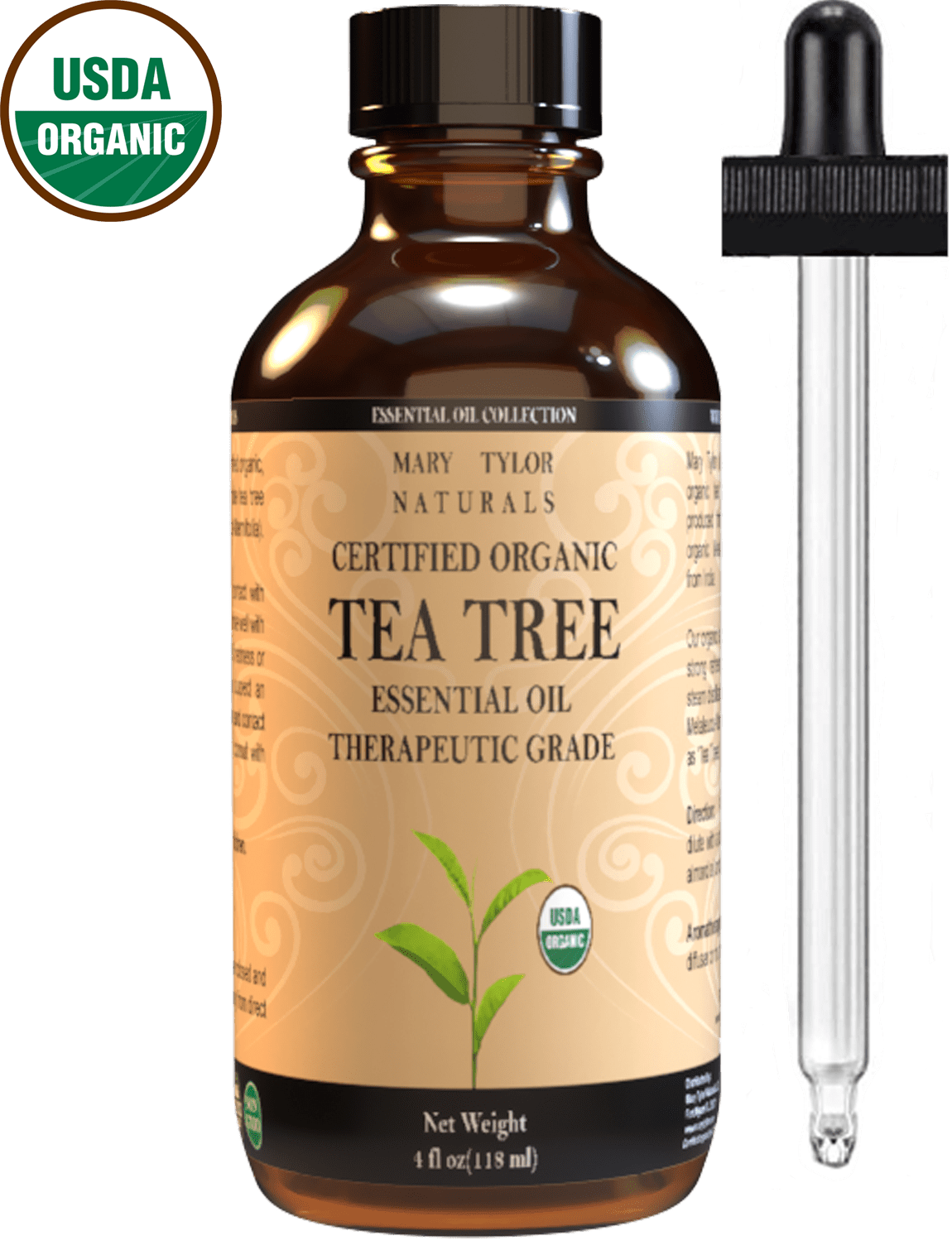 Organic Tea Tree Oil, Large 4 oz USDA Certified Organic, 100 Pure