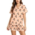 thumbnail image 3 of Soft Smooth Milk Silk Halloween Pajamas for Women Adorable Pumpkin Ghost Graphic Lapel Short Sleeve Two Piece Set Loose Casual Shorts Loungewear All Season Nightwear, 3 of 6