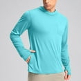 thumbnail image 2 of Lumeqa Men's Sun Protection Shirts UPF 50+ Long Sleeve Hoodie with 2 Pockets UV SPF Fishing Hiking Rash Guard Shirts Mint Green XXL, 2 of 6