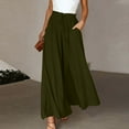 thumbnail image 2 of Brnmxoke Women's Chiffon Dress Beach Wide Leg Palazzo Pants Elastic Waist Trouser Culottes Flowy Pleated Loose Dressy Casual Long Pants 2025 Army Green,XXL, 2 of 6