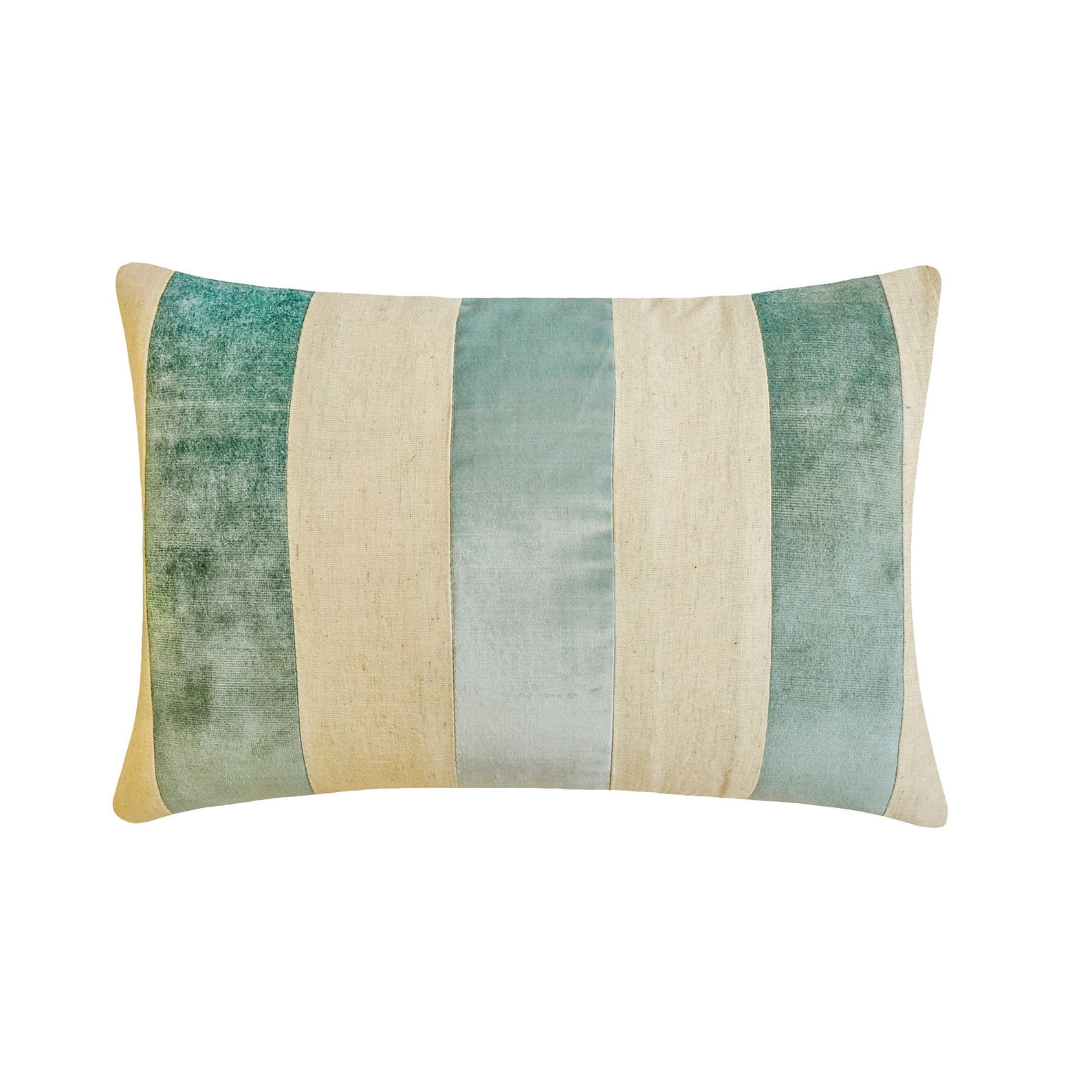The HomeCentric Decorative Lumbar Pillow Cover Blue , Pack Of 2, 12"x16" (30x40 cm) Velvet Patchwork, Velvet, Striped Pillow Covers For Sofa, Couch, Bed, And outdoor, Patchwork Modern - Swathe Ice