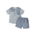 thumbnail image 2 of Toddler Boys Summer Outfits Striped Print Short Sleeve T-Shirt and Elastic Shorts for 2 Piece Vacation Clothes Set, 2 of 10