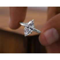 solitaire jewels 2CT Marquise Moissanite Hidden Halo Engagement Ring For Women, 14K White Gold