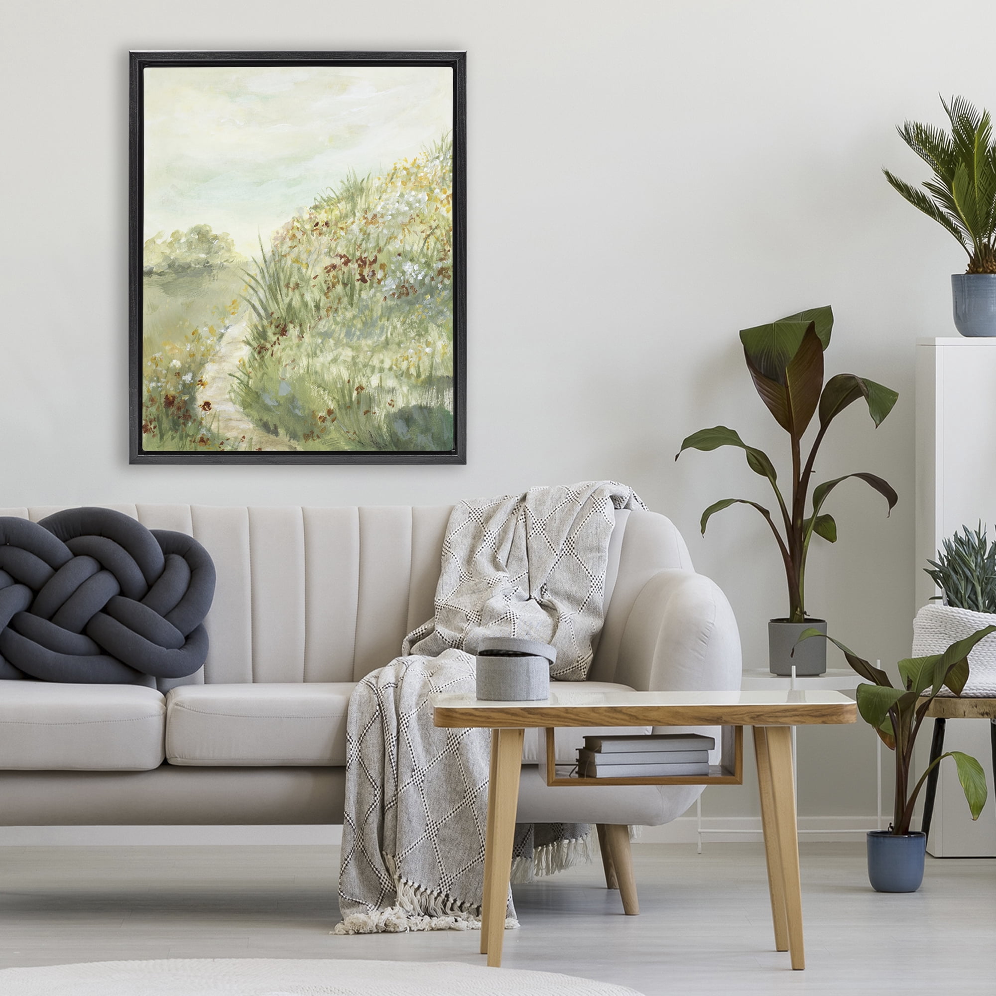 Stupell Industries Hilltop Blooms & Winding Trail Black Framed Floater Canvas Wall Art, design by Lanie Loreth