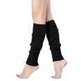 thumbnail image 3 of Women Knit Ribbed Black Leg Warmers 80s Eighty's Leg Warmers for Party Sports Yoga, 2 Pairs, 3 of 5