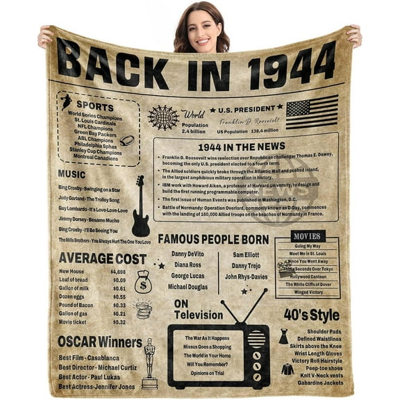 80th Birthday Decorations for Women Men Blanket,80th Birthday Gifts for Women Men,80th Birthday Gifts Ideas,80 Year Old Birthday Gifts for Men,1943 Birthday Gifts for Men,Throw Blanket