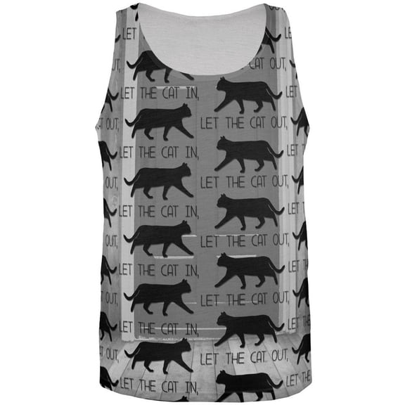 Let The Cat In Out All Over Adult Tank Top - X-Large