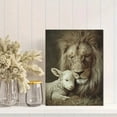 thumbnail image 2 of Lion and Lamb Embrace Religious Canvas Print, Perfect for Living Room, Bedroom, Office, Study, Religious Sanctuary Decor, 2 of 8