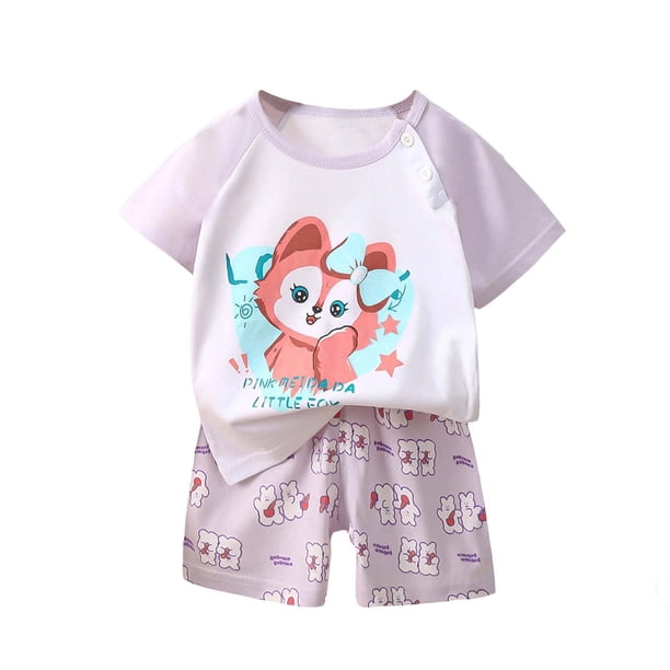 Camisetas de Verano de Manga Corta para Niños con Estampado Pequeño Blusas de Cuello Redondo Set de Dos Piezas Tela Suave Y Transpirable para Sesiones Fotográficas Diarias Informales